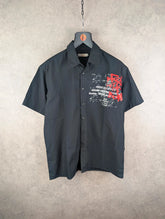 Staccato Shirt Mens Medium M Black Y2K Short Sleeve